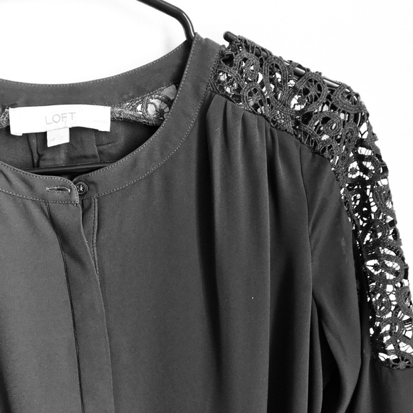 LOFT Lace shoulder shirt dress - Picture 1 of 4